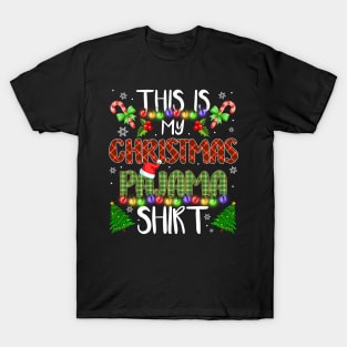 this is my christmas pajama shirt christmas tree santa lights T-Shirt